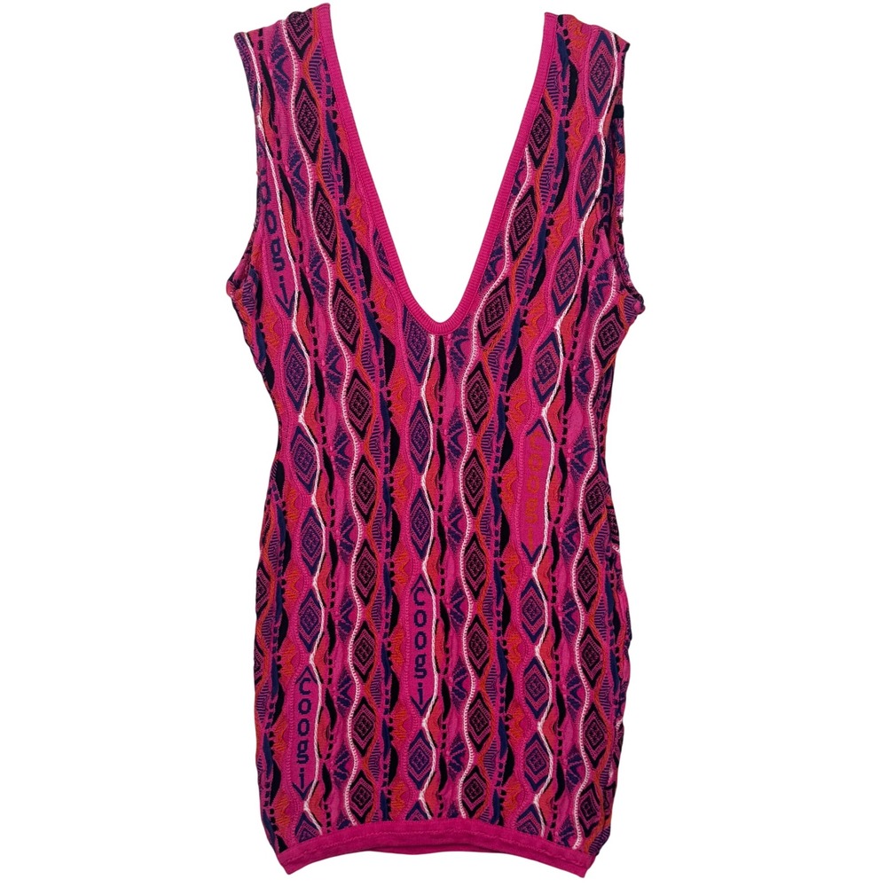 Rare Vintage Coogi Australia Pink Knit Bodycon Dress Y2K Festival Barbiecore